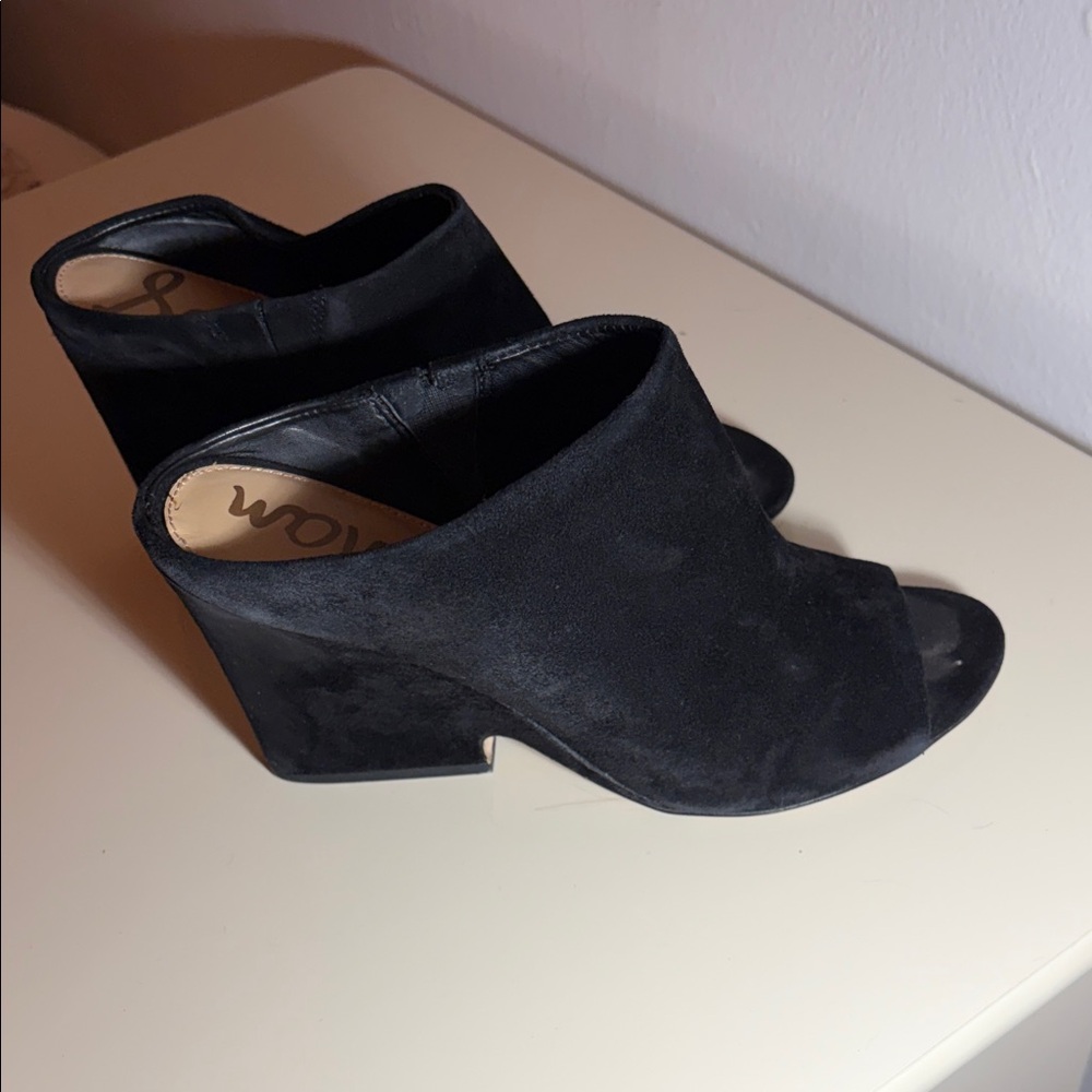 Women's Black Wedge Mules